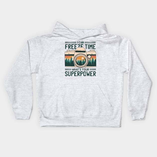 Time Freezer Superpower Snap Kids Hoodie by Life2LiveDesign